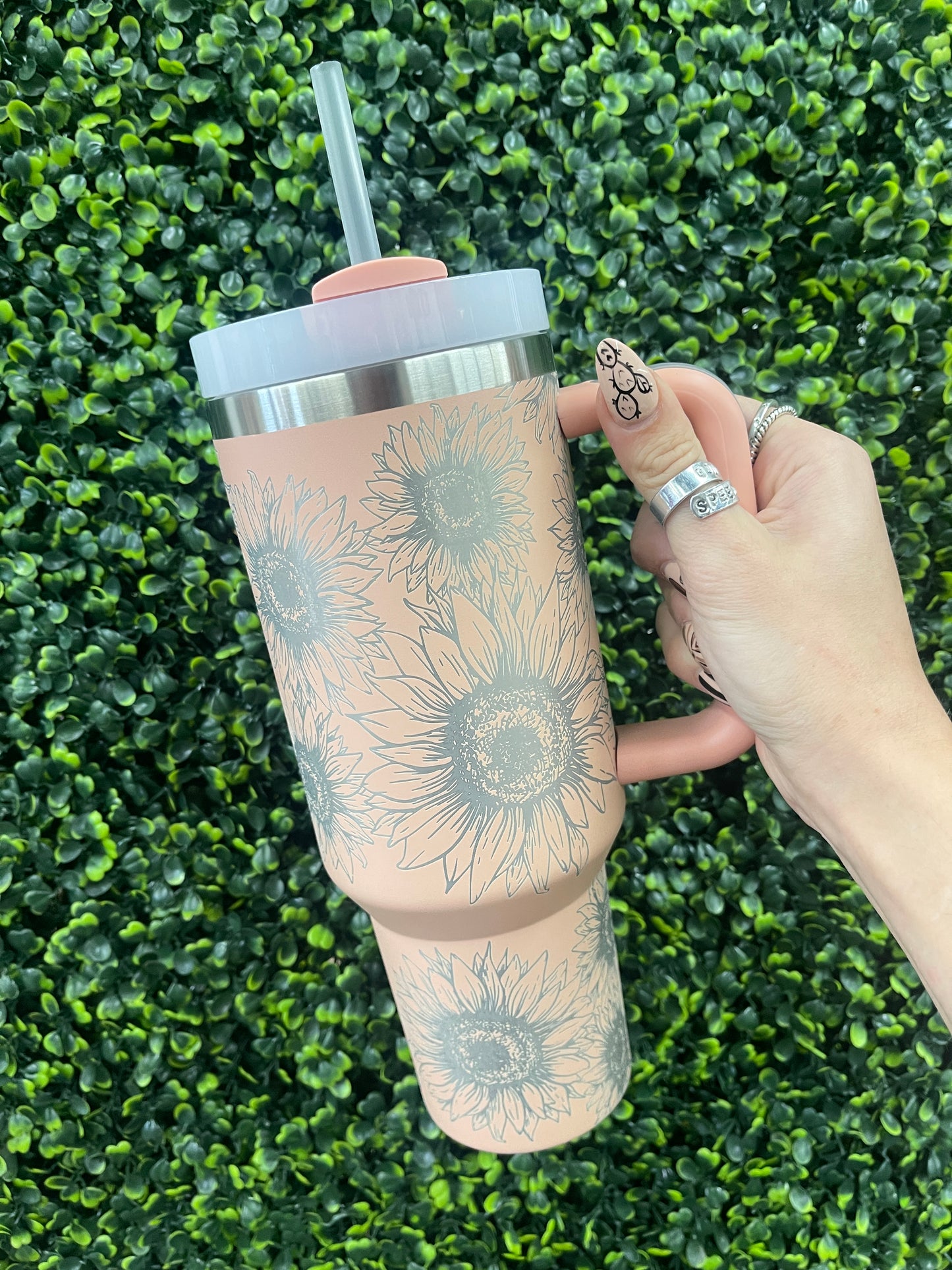 The Stanleigh 40oz Tumbler Cup - Peach Sunflower