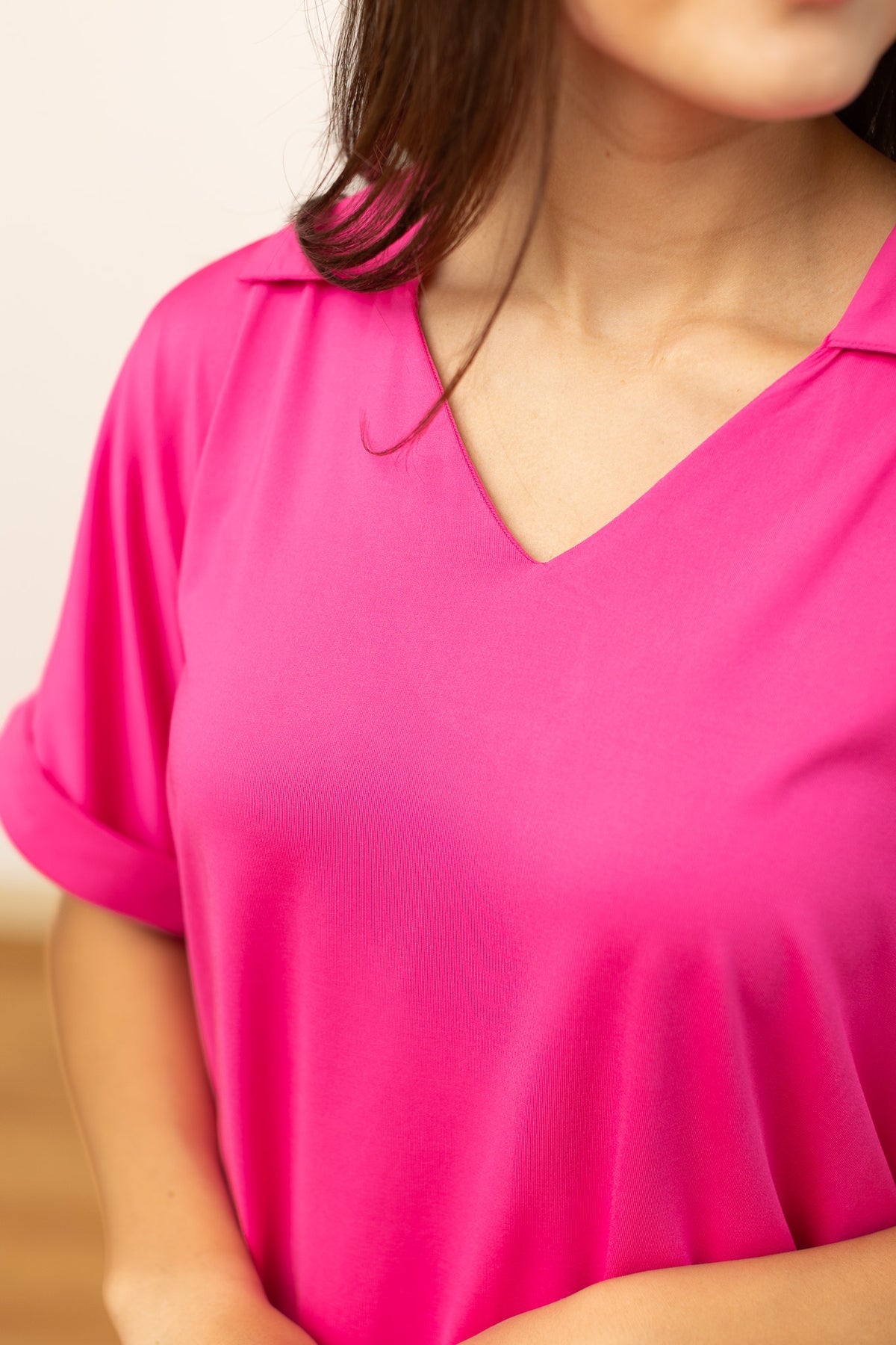 The Cara Collared Top - Pink