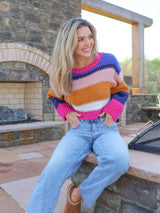 Simply Southern - Colorful Striped Sweater - Royal