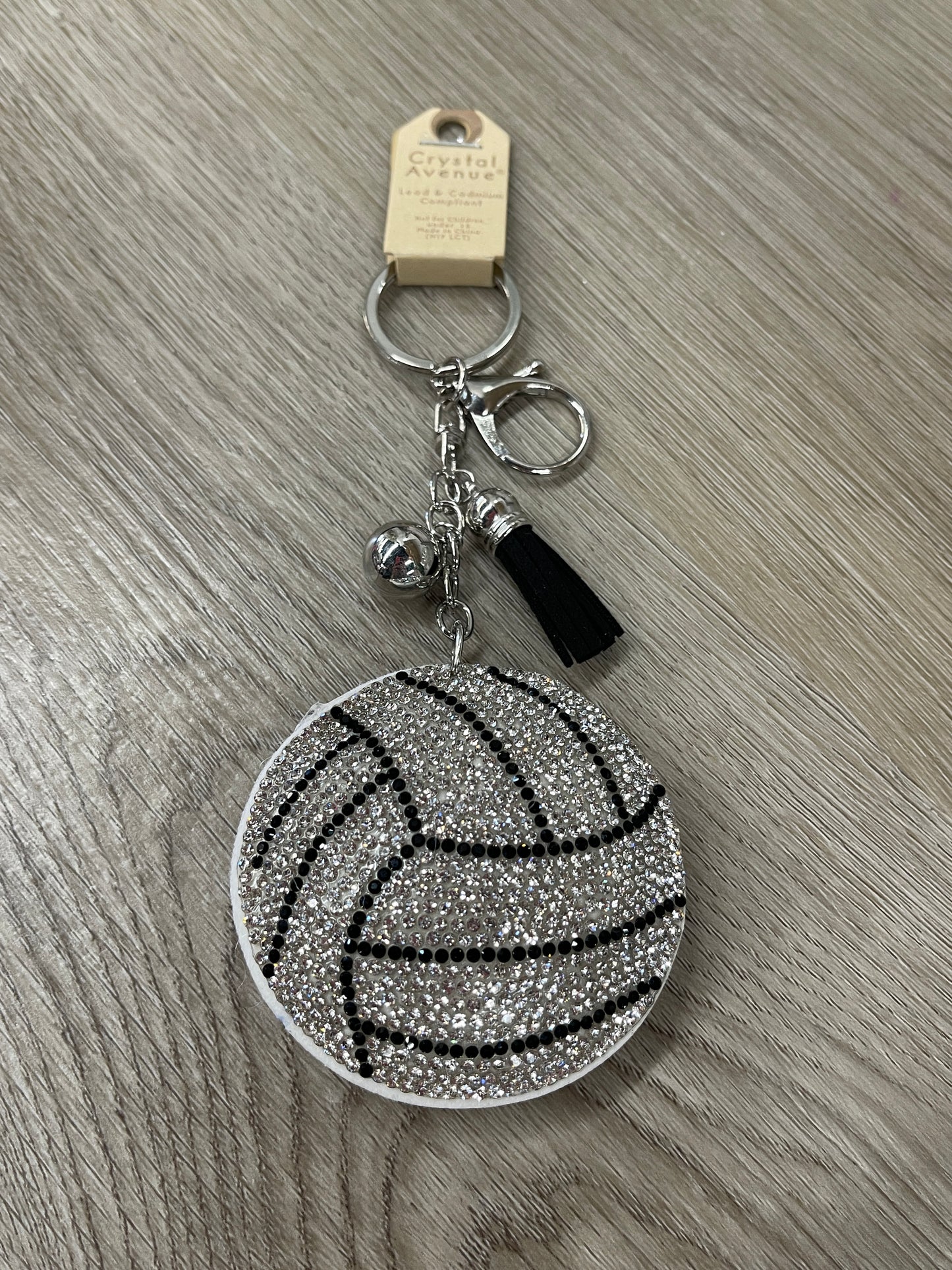 Crystal Volleyball Puffy Keychain Purse Charm