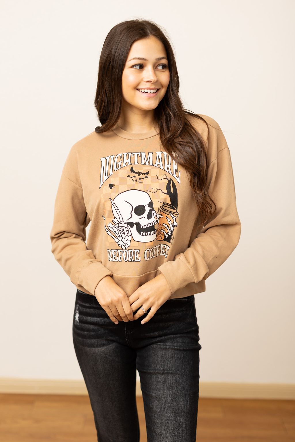 The Nightmare Before Coffee Crop Sweatshirt