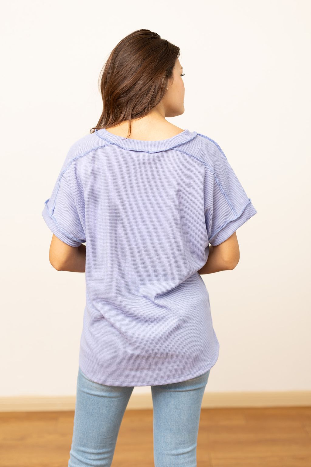 The Lucy Waffle Knit Top - Lilac