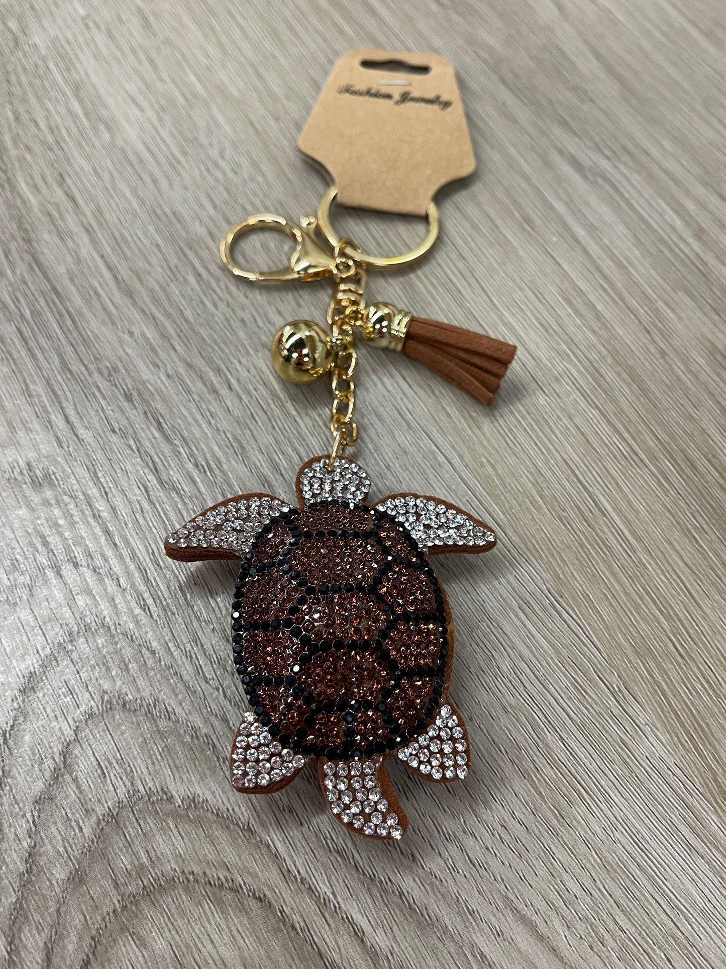 Turtle Crystal Puffy Keychain Purse Charm