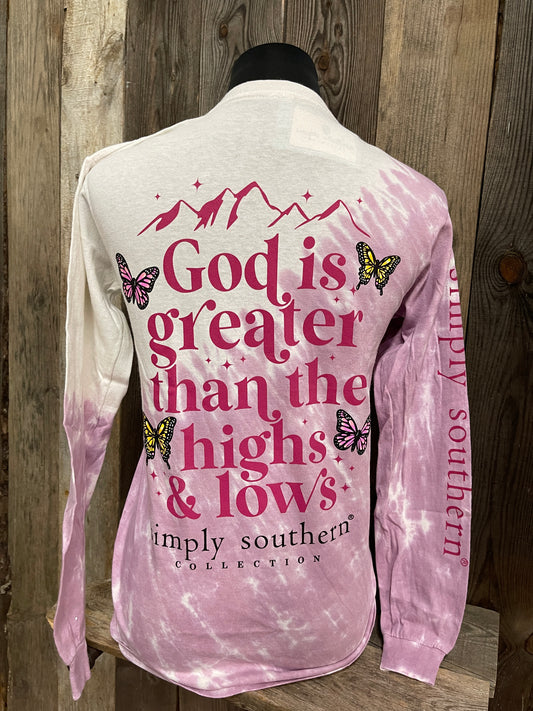 FINAL SALE - Simply Southern - God is Greater Than The Highs & Lows Long Sleeve Tee