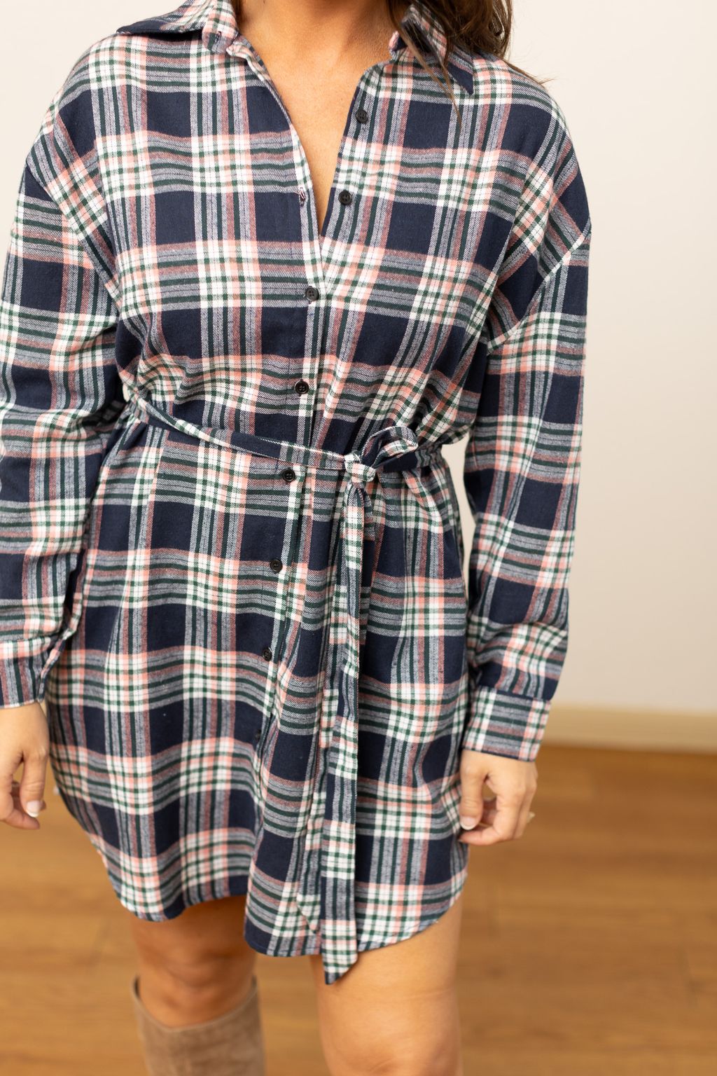 The Cahlie Flannel Shirt Dress