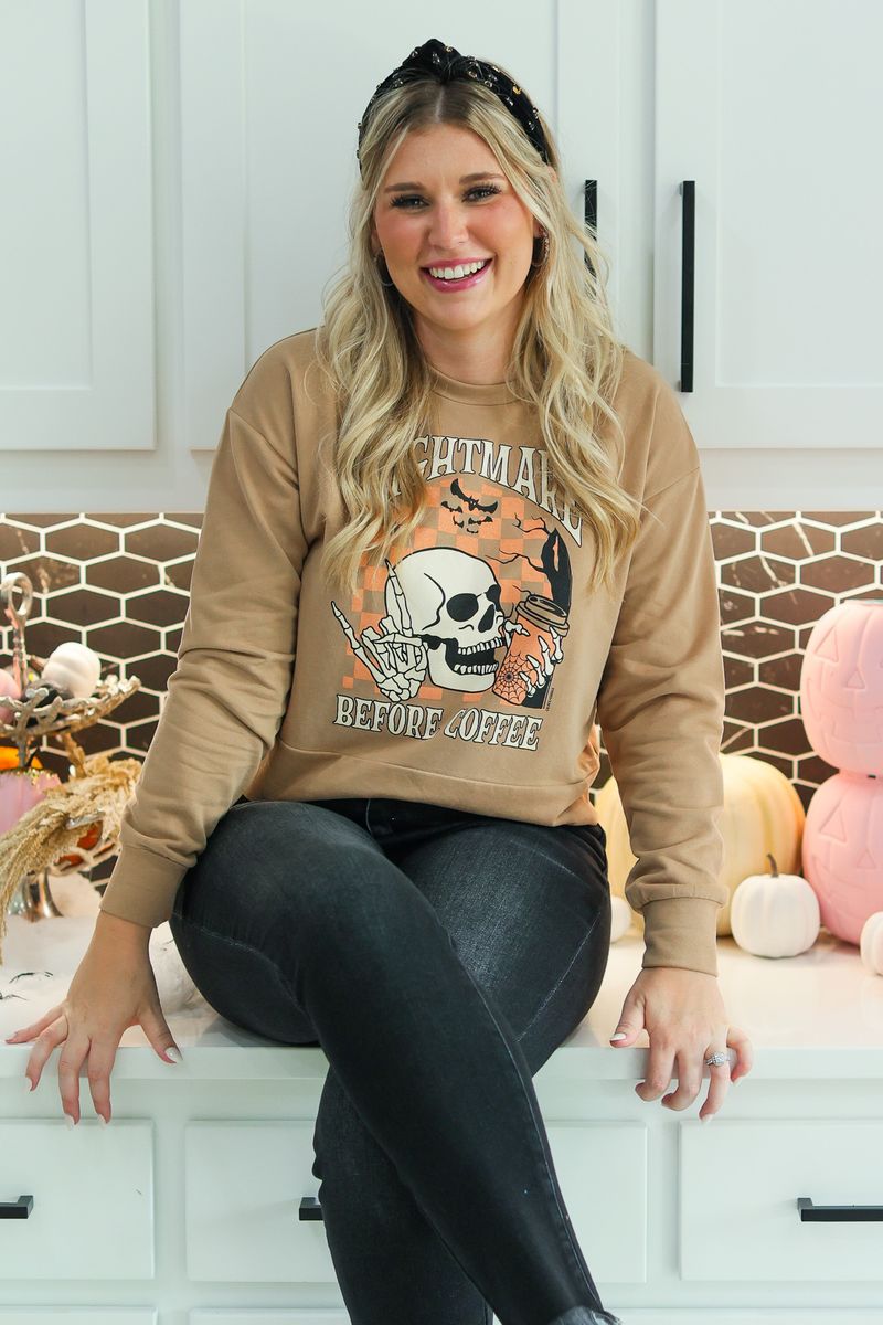 The Nightmare Before Coffee Crop Sweatshirt