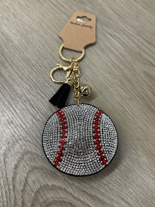 Baseball Crystal Puffy Keychain Purse Charm #2