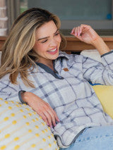 Simply Southern - Y-Neck Pullover - Gray Plaid