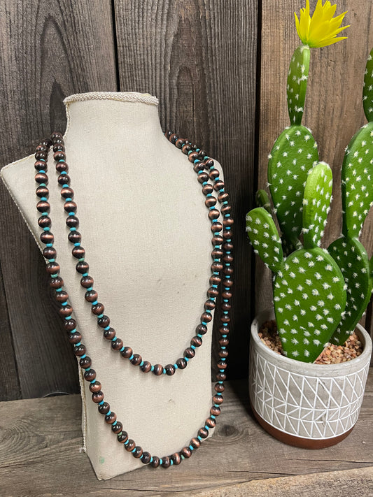 The Sakari 60" Navajo Style Pearl Necklace Set