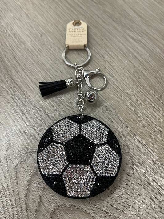 Crystal Soccer Puffy Keychain Purse Charm