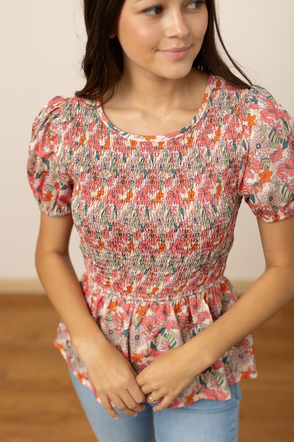 The Maryn Floral Smocked Blouse