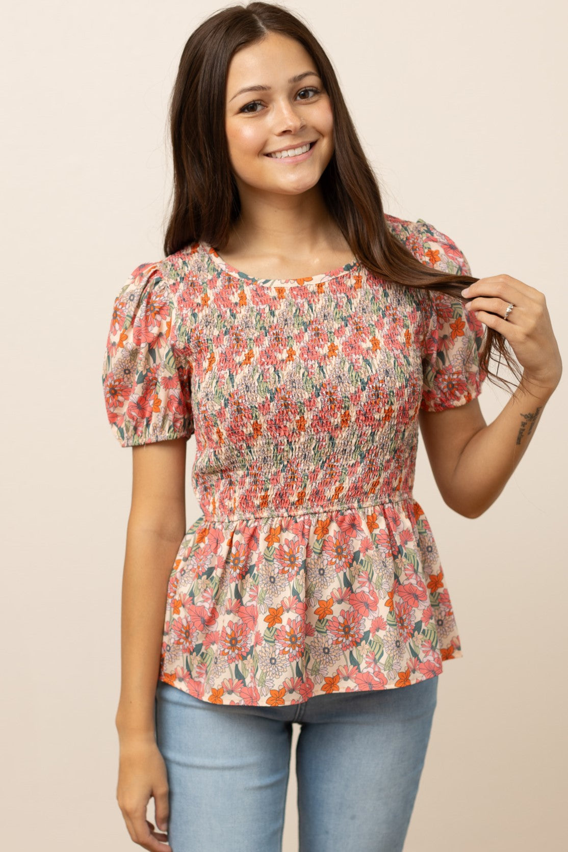 The Maryn Floral Smocked Blouse