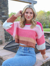 Simply Southern - Colorful Striped Sweater - Cranberry