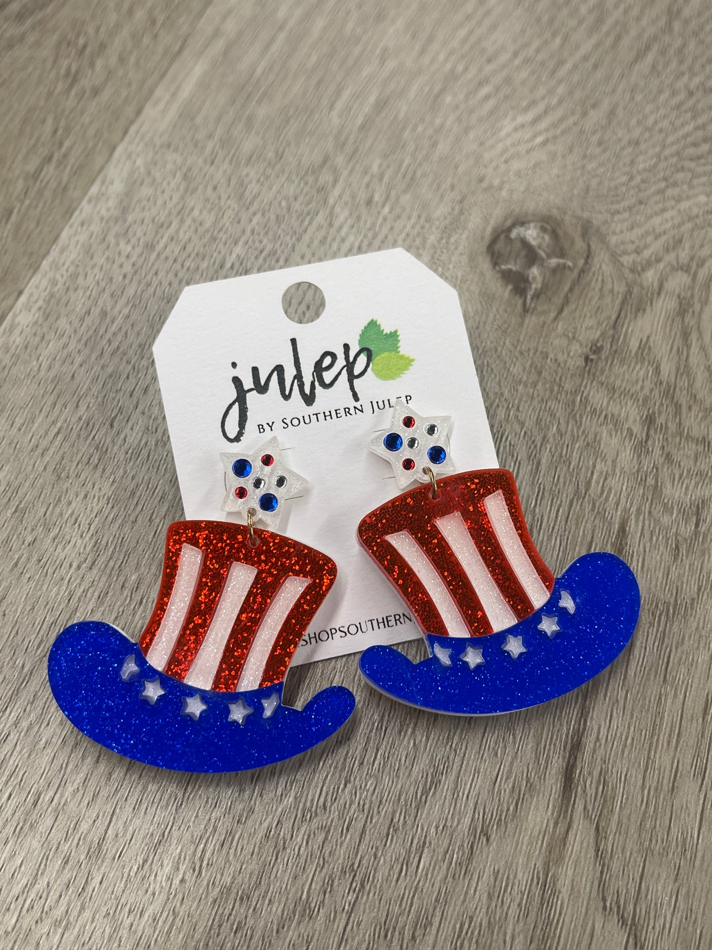 Uncle Sam Hat Acrylic Star Stud Earrings