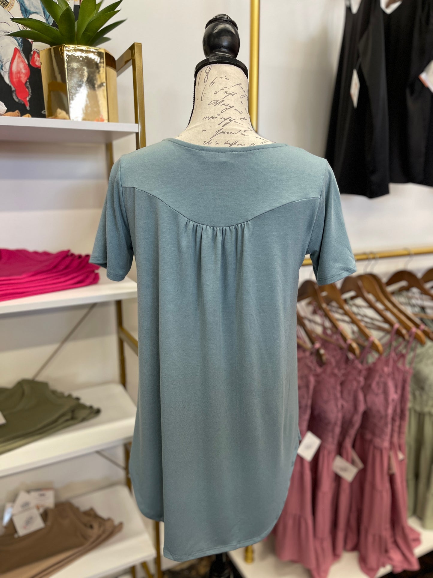 The Alicia Button Top - Slate Blue