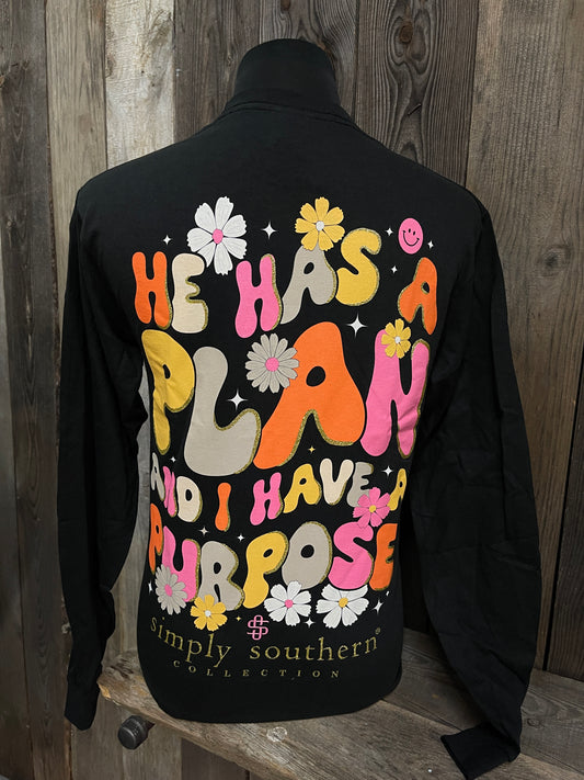 FINAL SALE - Simply Southern - He Has a Plan & I Have a Purpose Long Sleeve Tee