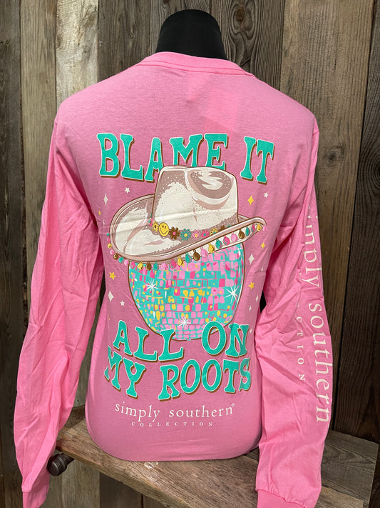 FINAL SALE - Simply Southern - Blame It All On My Roots Long Sleeve Tee