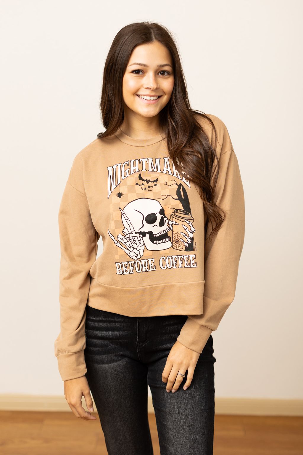 The Nightmare Before Coffee Crop Sweatshirt