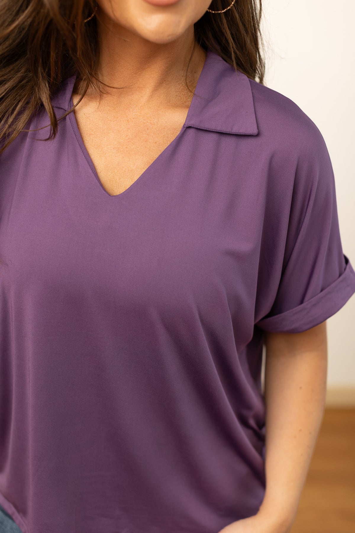 The Cara Collared Top - Purple