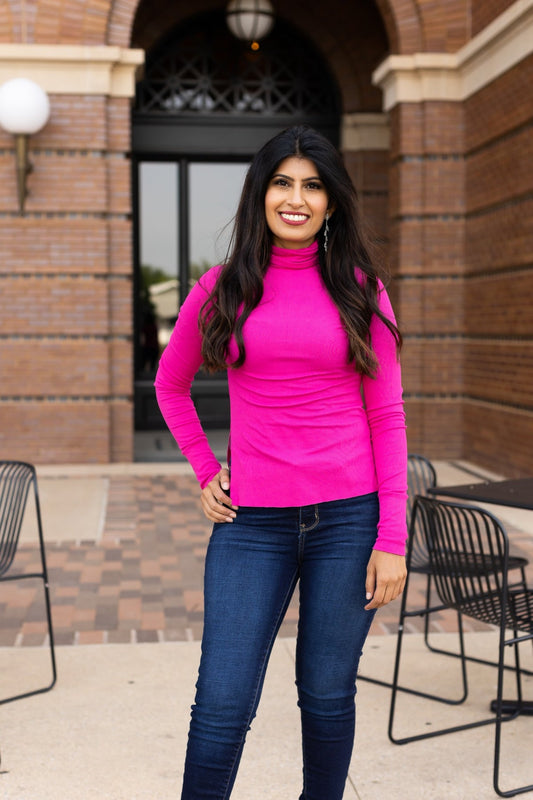 The Georgina Fitted Turtleneck - Hot Pink