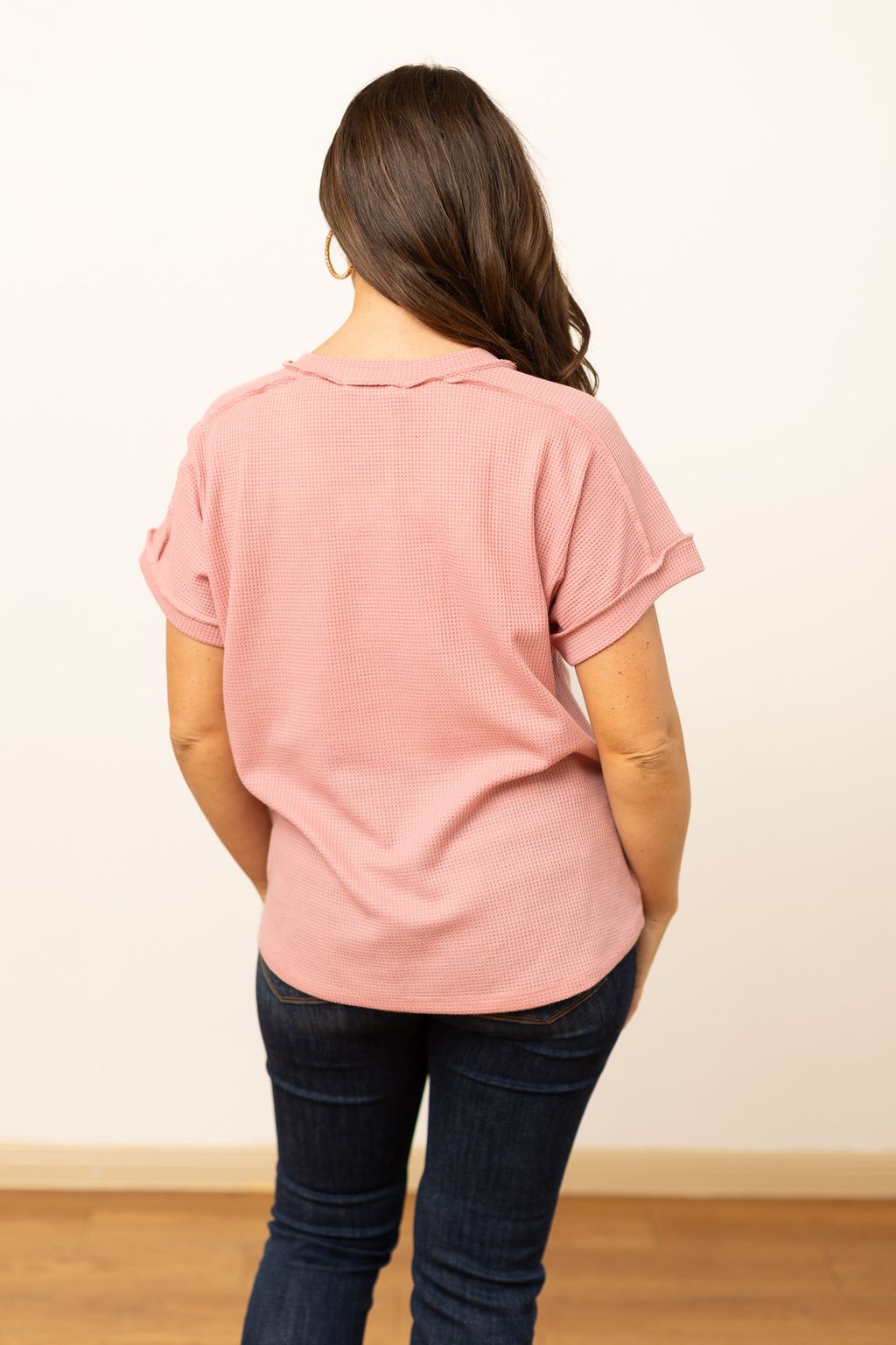 The Lucy Waffle Knit Top - Mauve