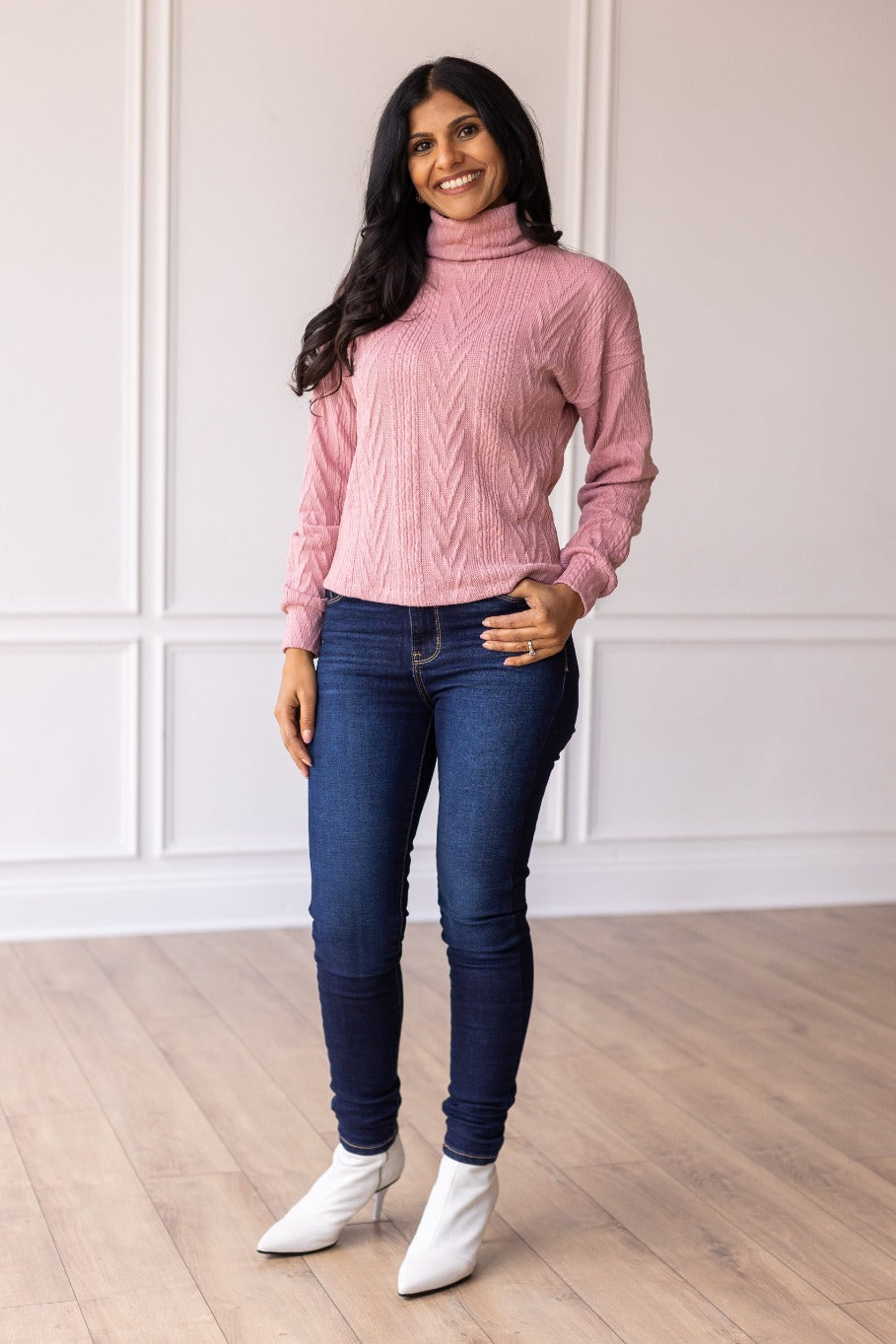 The Heathered Hug Sweater - Pink