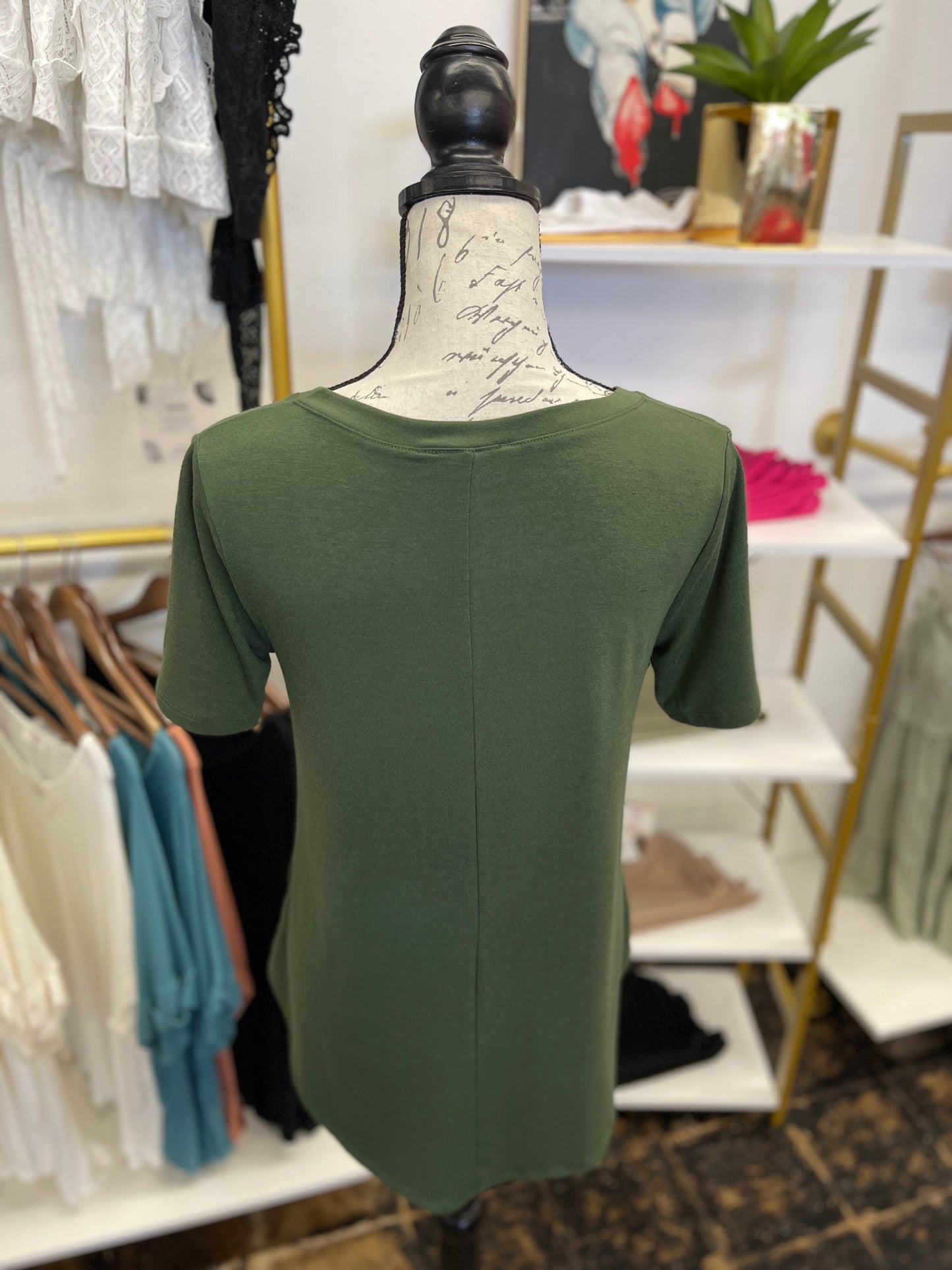 The Celeste V-Neck Top - Army Green