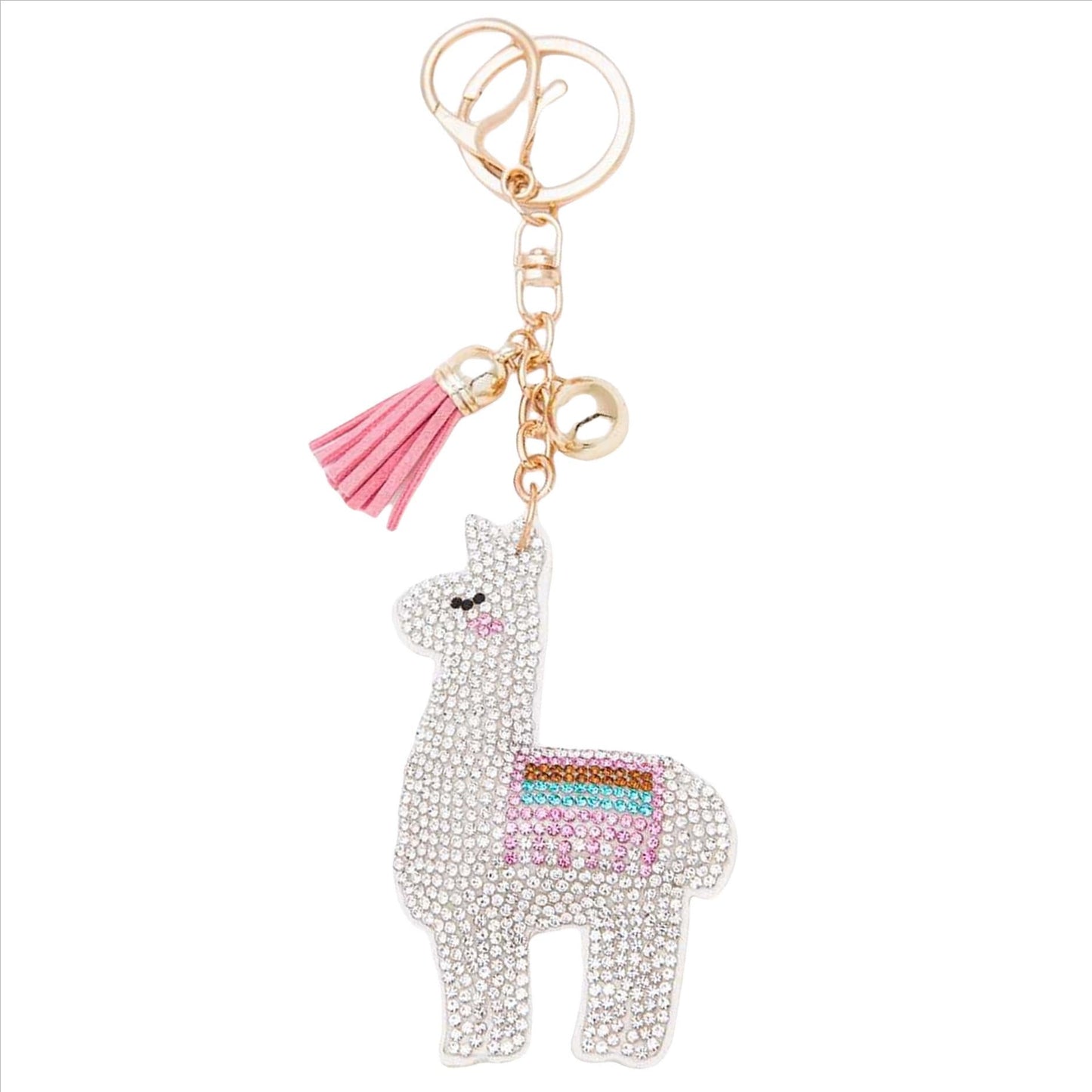 Llama Crystal Puffy Keychain Purse Charm