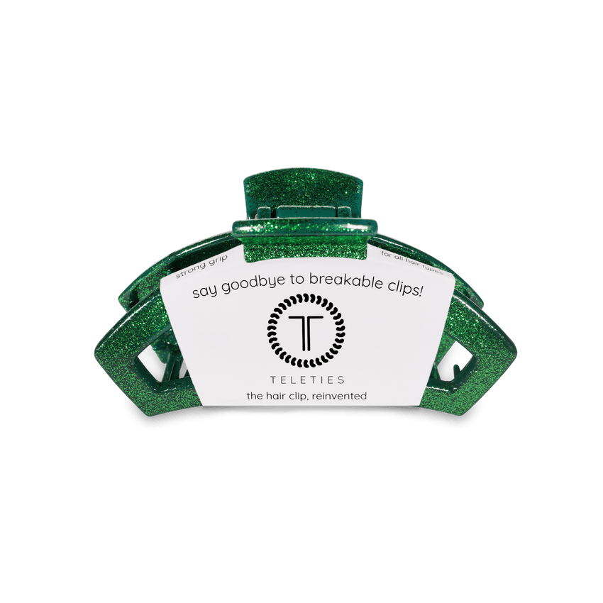 TELETIES - Open Medium Hair Clip - Green Glitter