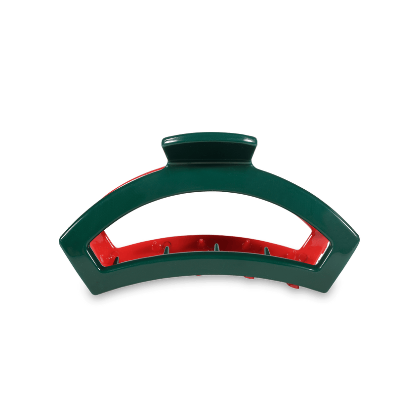 TELETIES - Open Medium Hair Clip - Red & Green