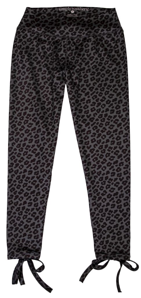 Simply Southern - Sport Bow Leggings - Grey Leopard