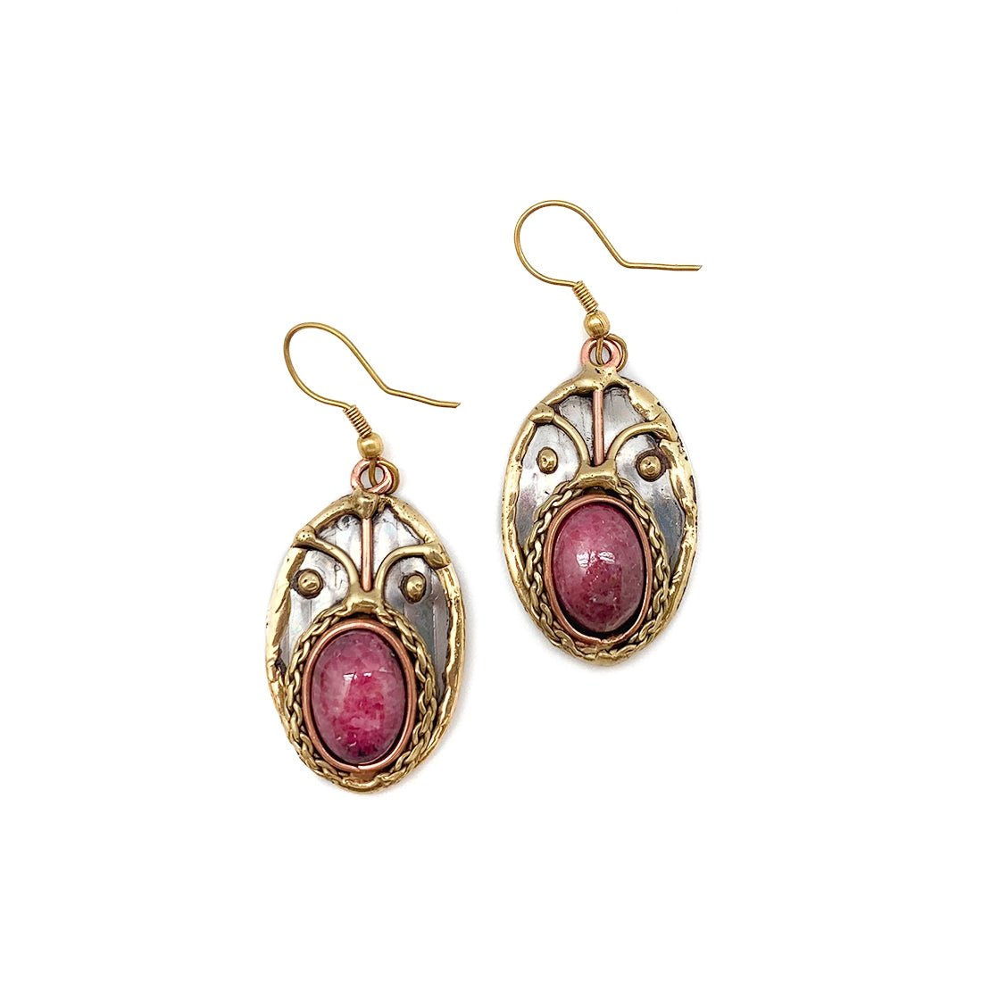 FINAL SALE - Anju Jewelry Rhodonite Stone Mixed Metal Earrings