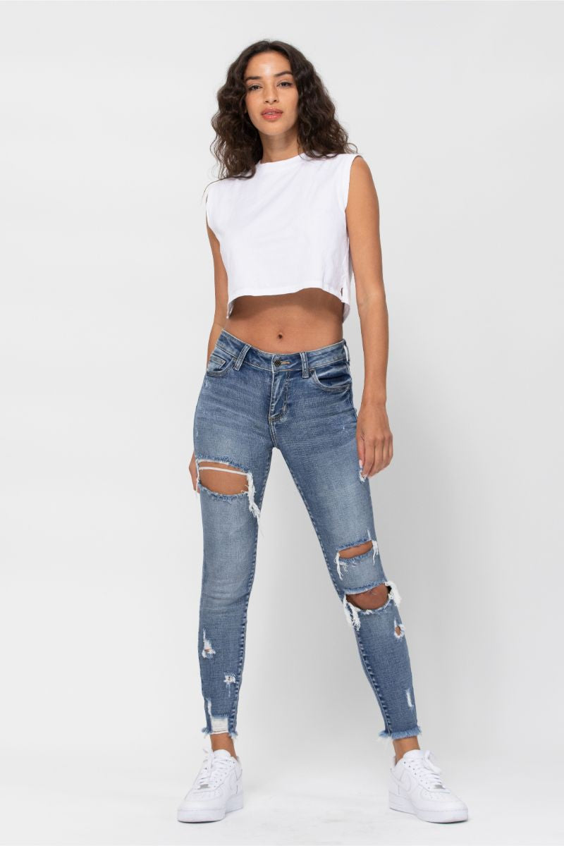Cello Malorie Jean - Mid-Rise Distressed Cropped Skinny