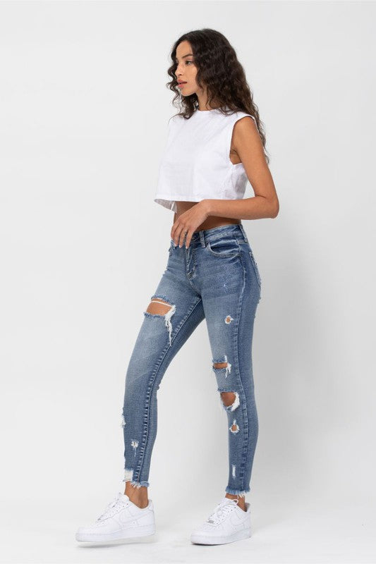 Cello Malorie Jean - Mid-Rise Distressed Cropped Skinny