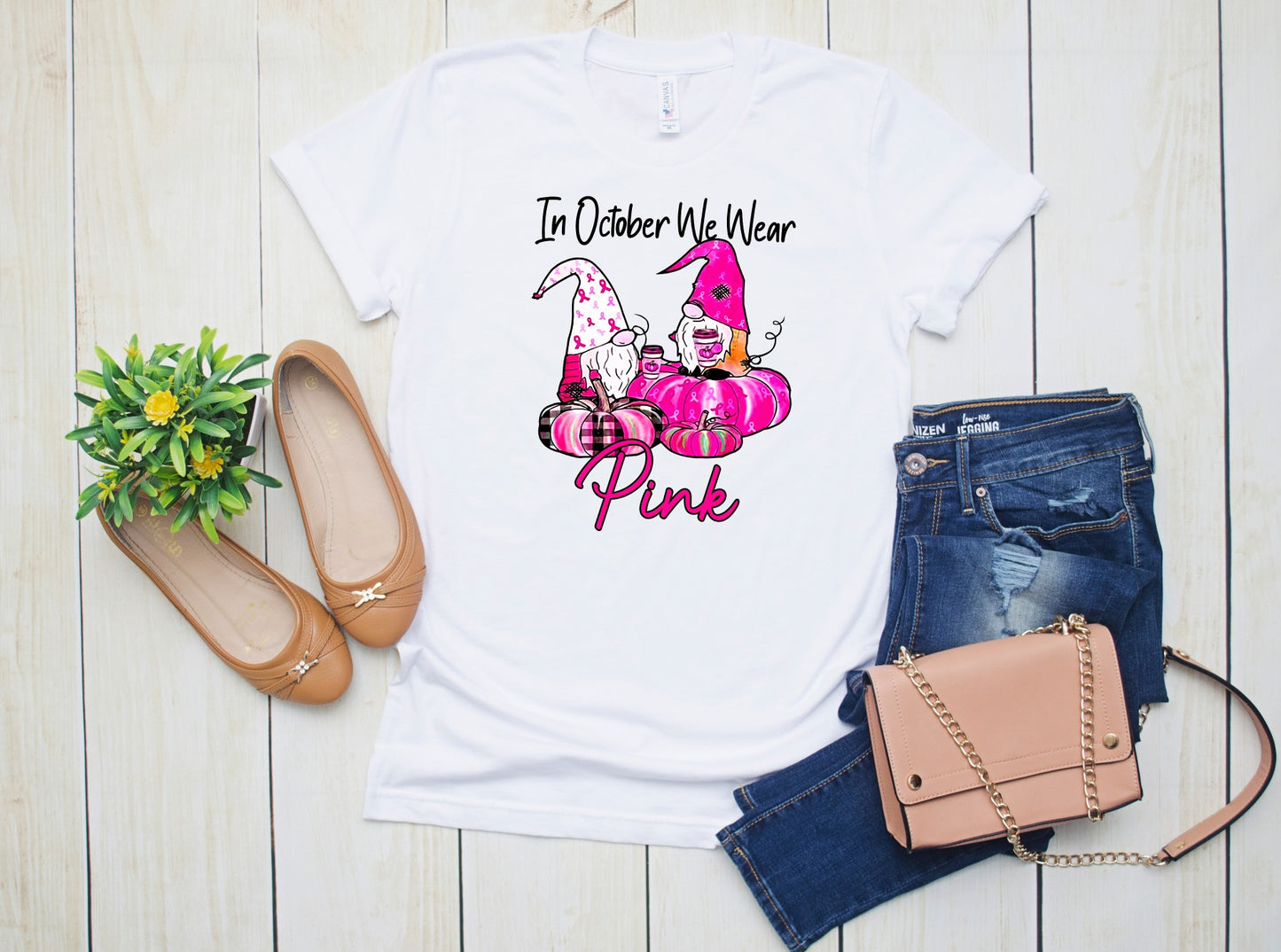 PREORDER-Gnomes Pumpkins Breast Cancer Awareness Boutique Soft Tee