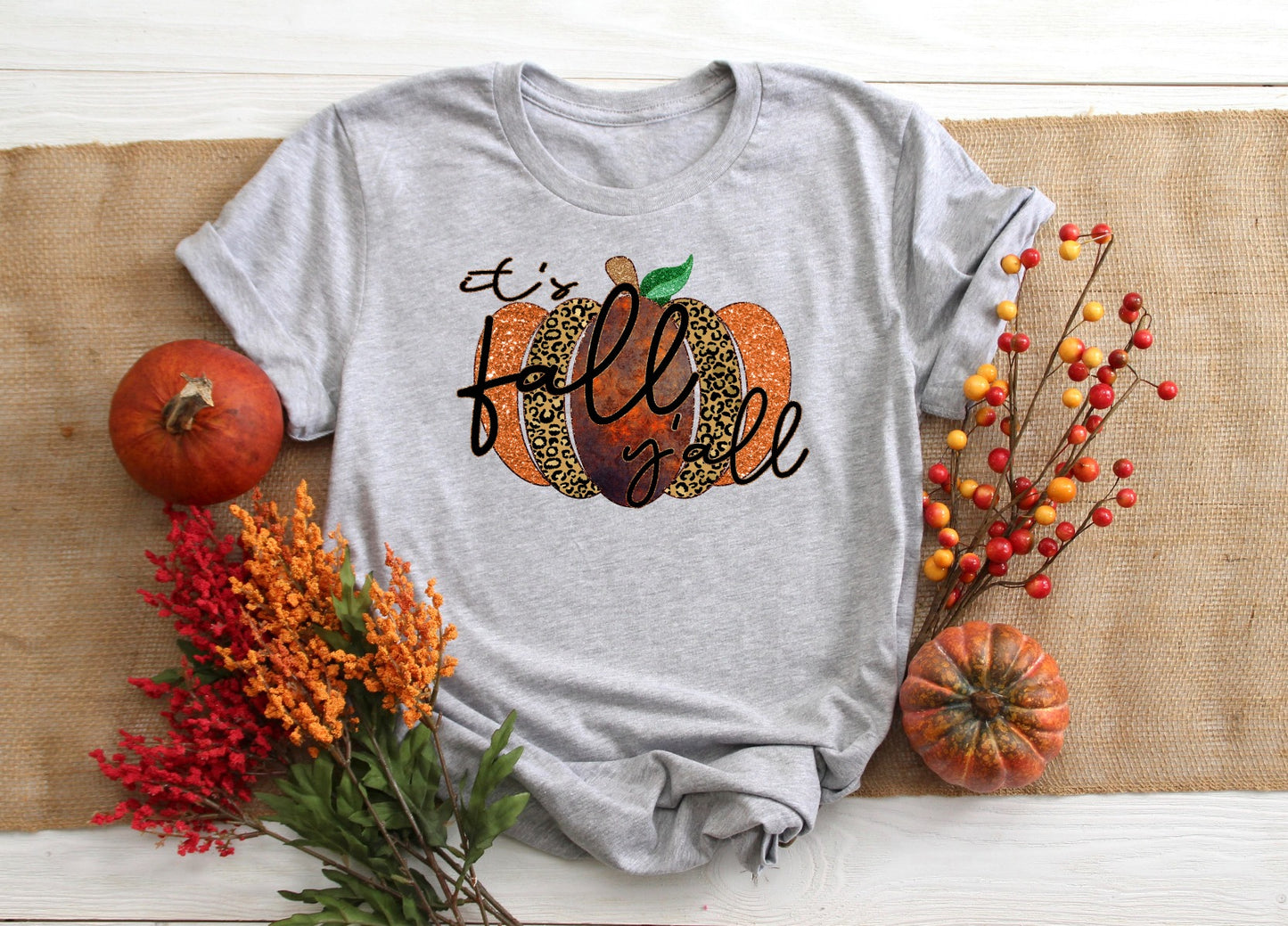 PREORDER - It's Fall Y'all Leopard Pumpkin Boutique Soft Tee