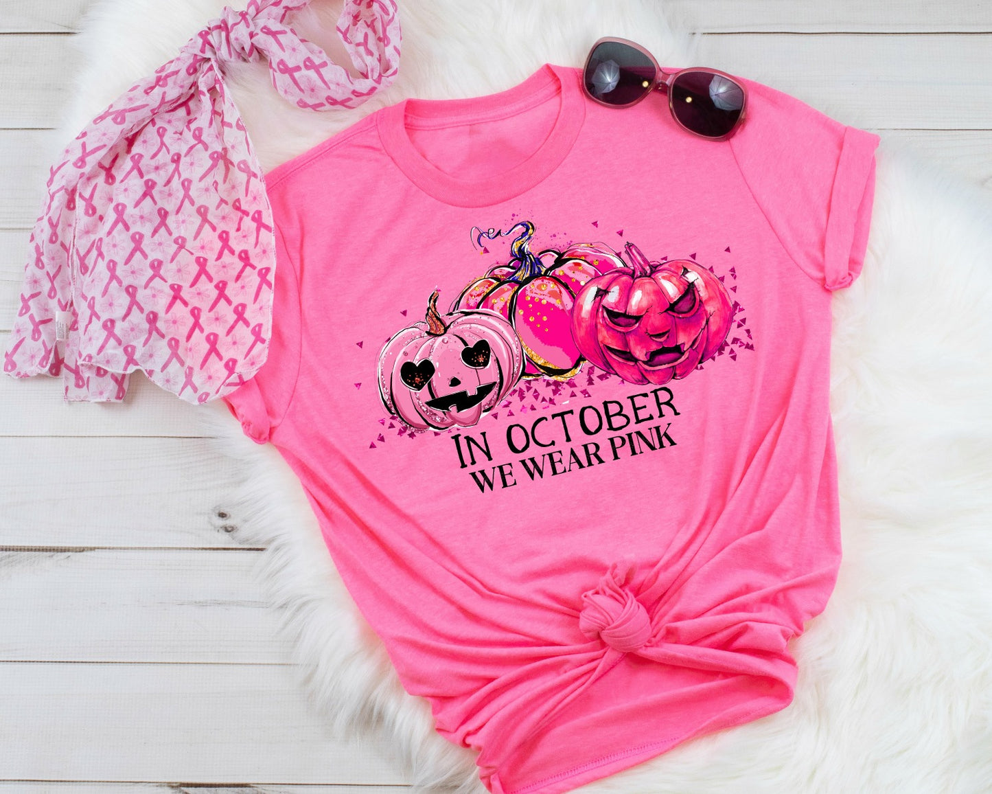 PREORDER-We Wear Pink Pumpkins Cancer Awareness Boutique Soft Tee