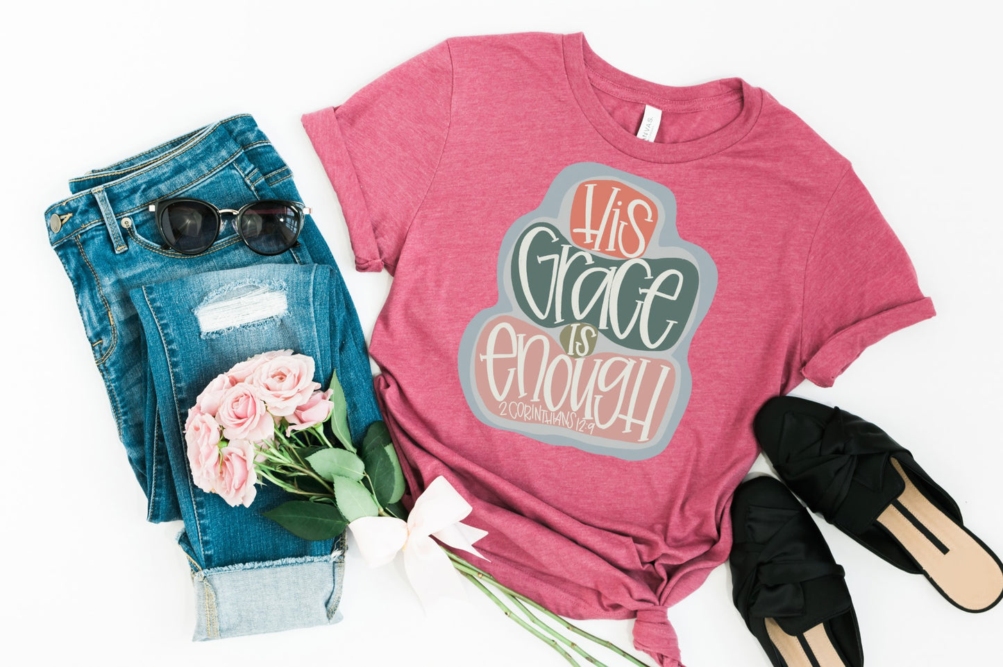 PREORDER- His Grace Is Enough Inspirational SS Boutique Soft Tee