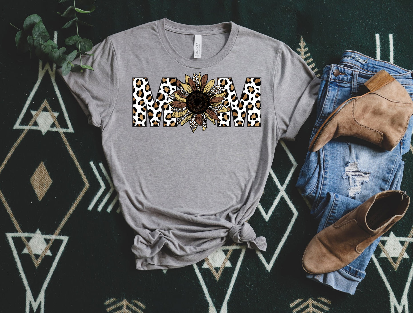 PREORDER - Sunflower Leopard MOM SS Boutique Soft Tee