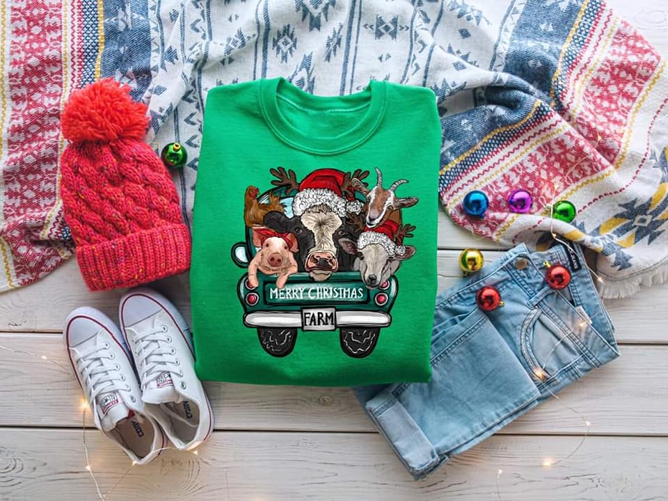 PREORDER - Merry Christmas Farm Truck Adult Sweatshirt