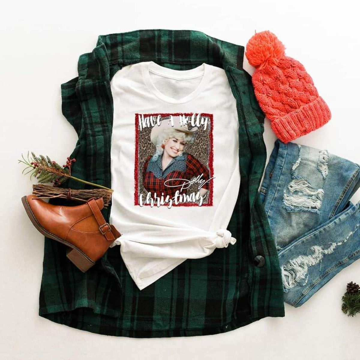 PREORDER-Have A Holly Dolly Christmas SS Boutique Tee