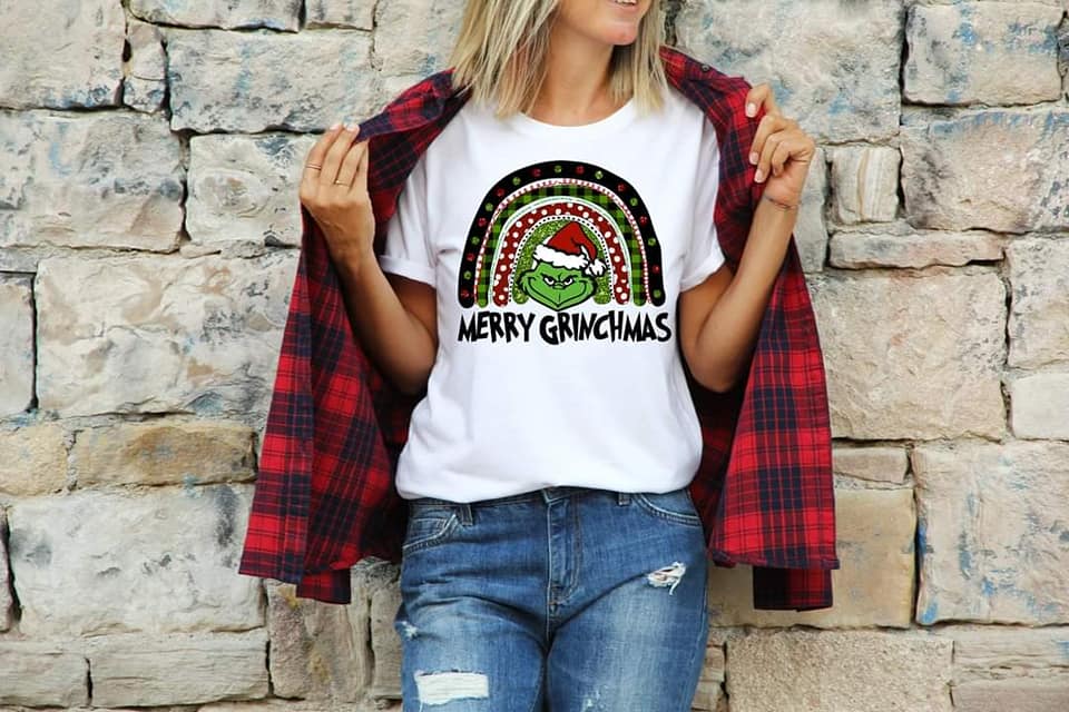 PREORDER - Grinch Merry Grinchmas Rainbow SS Boutique Soft Tee