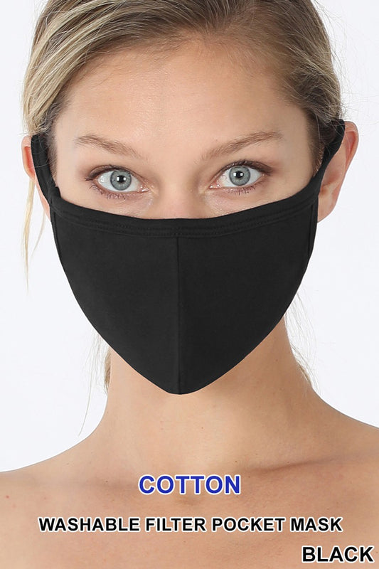 Adults Black Curved Contour 2 Ply Face Mask (Filter Pocket Style)
