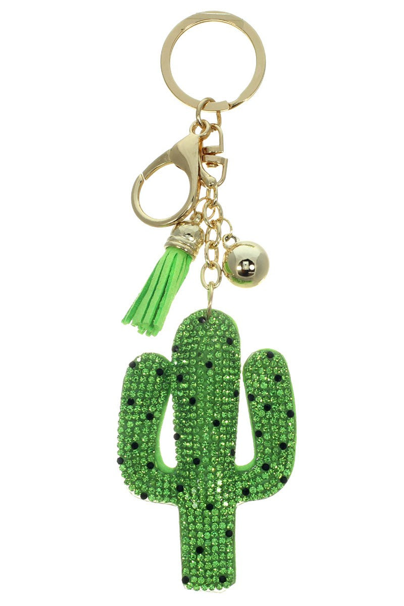 Cactus Crystal Puffy Keychain Purse Charm