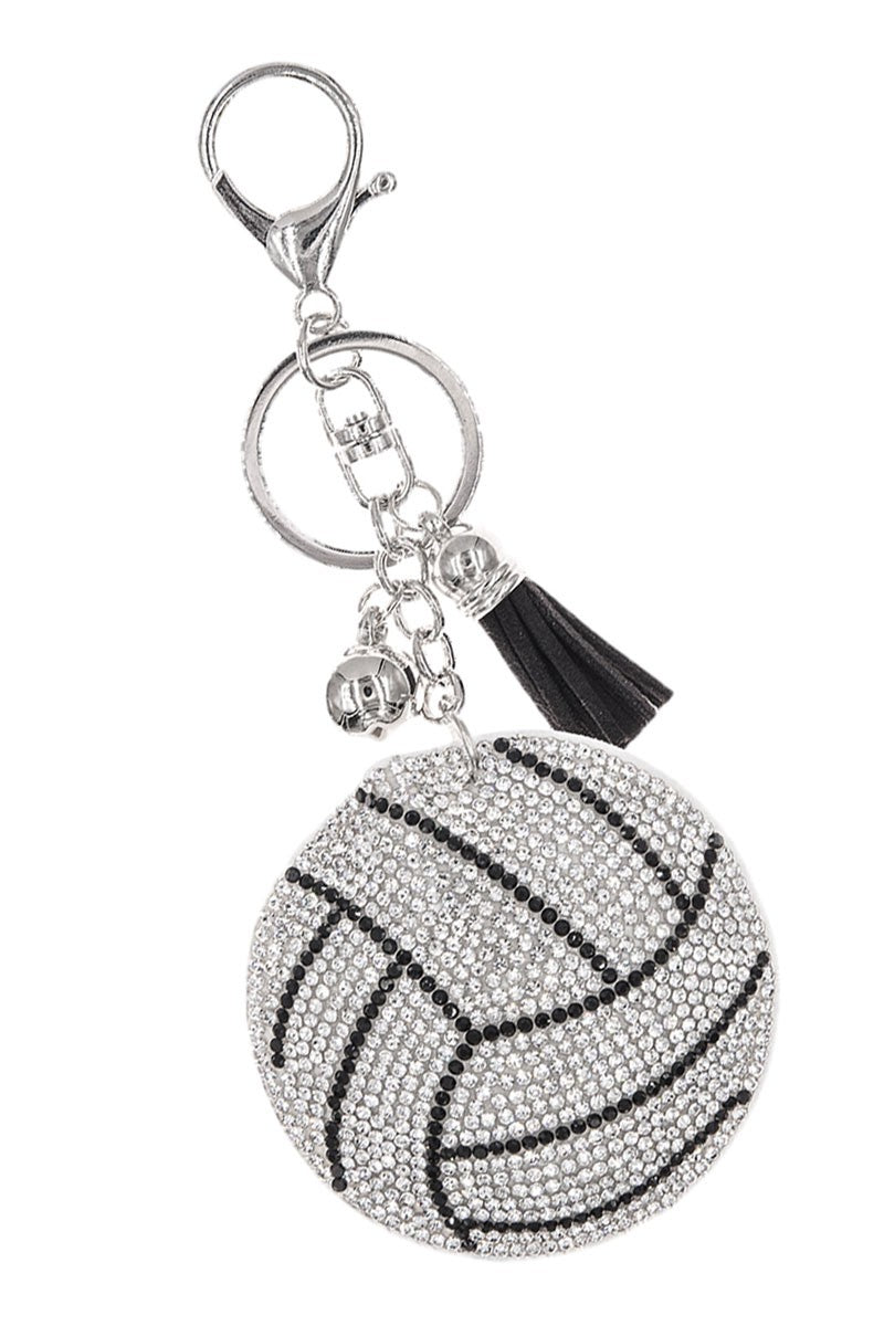 Crystal Volleyball Puffy Keychain Purse Charm