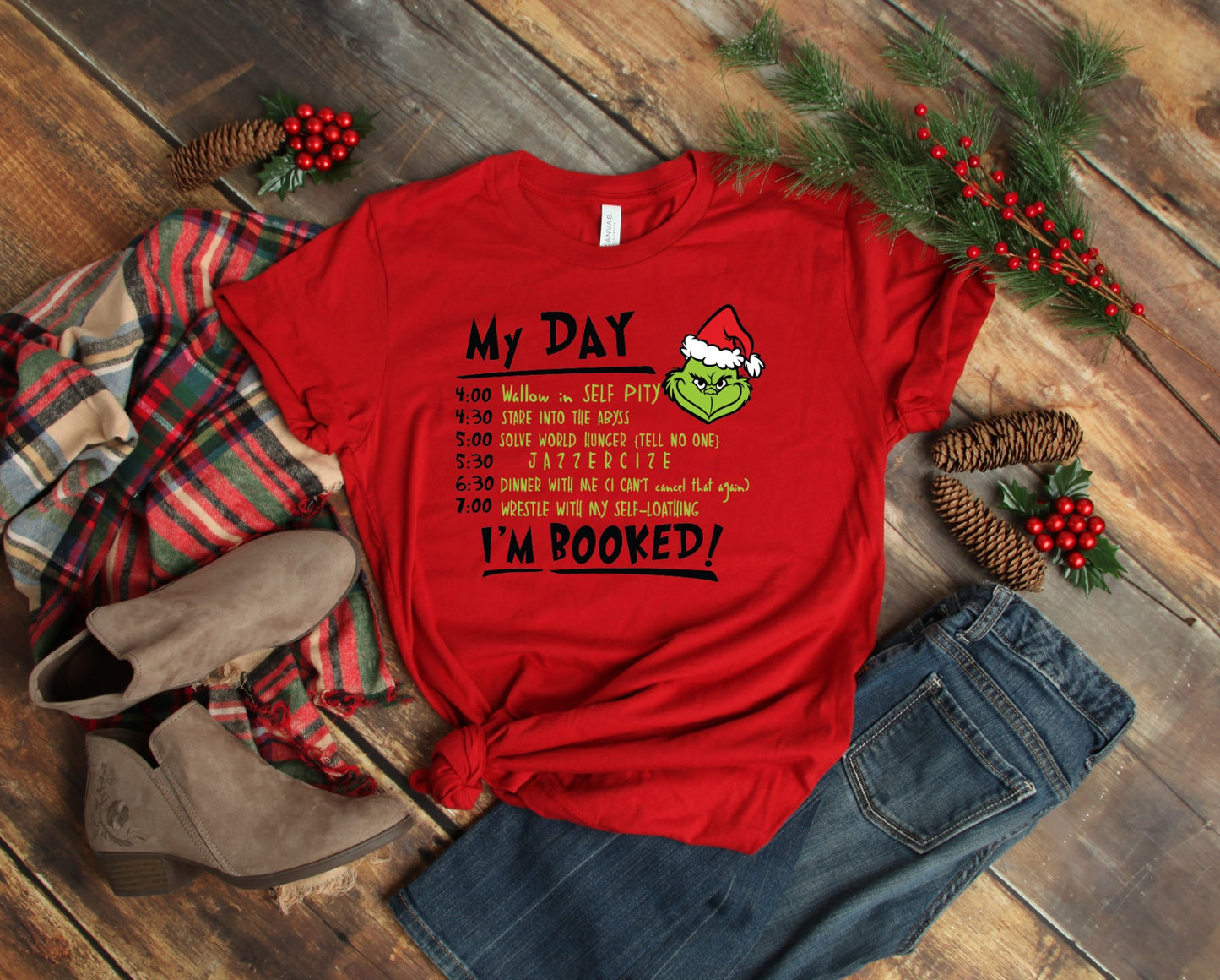 PREORDER - Grinch My Day I'm Booked Boutique Soft Tee