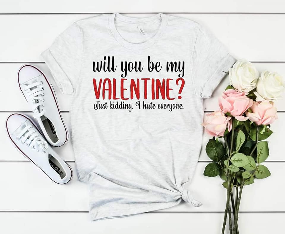PREORDER - Be My Valentine Just Kidding Ash Grey Boutique Soft Tee