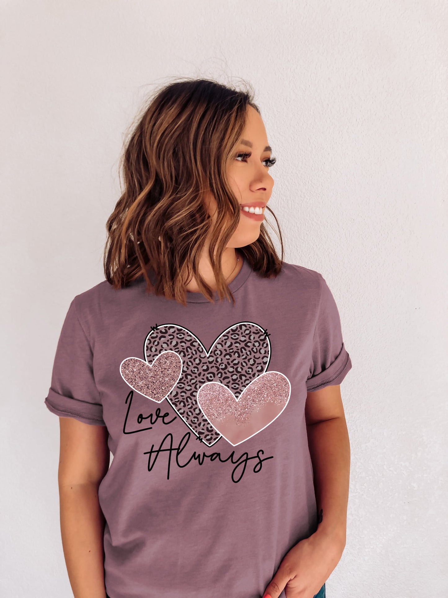 PREORDER - Love Always Animal Print Hearts Boutique Soft Tee