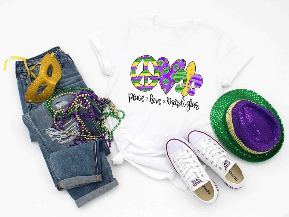 PREORDER - Peace Love Mardi Gras Boutique Soft Tee