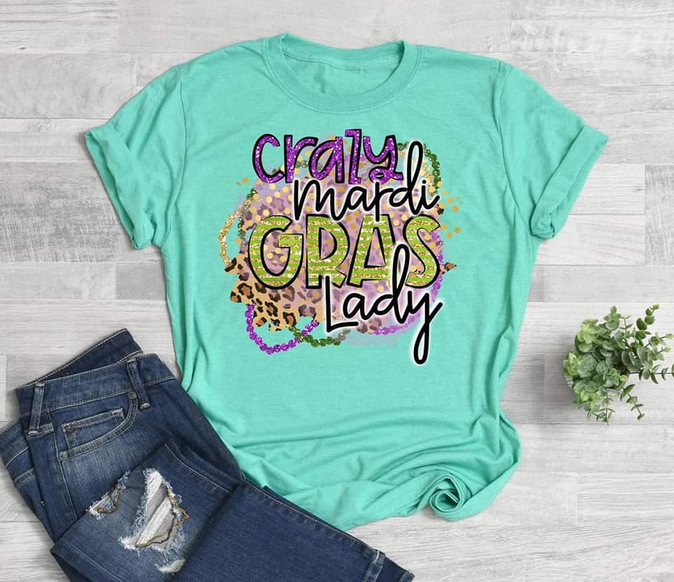 PREORDER - Crazy Mardi Gras Lady Boutique Soft Tee